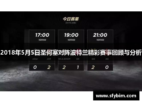 2018年5月5日圣何塞对阵波特兰精彩赛事回顾与分析